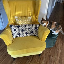 Chair, Ottoman, Pillows 