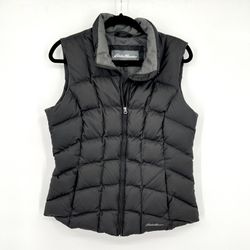 Eddie Bauer Black Puffer Zip Vest with Down Fill Women's Size Medium