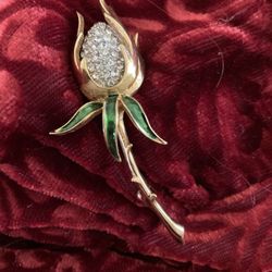 Vintage Boucher Gold Tone Rose Brooch
