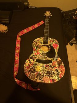 Kona Guitar (home Made Sticker Bombed)