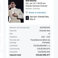 BAD BUNNY'S CONCERT TICKETS (2)