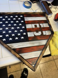 Wooden Baseball Plate/ Wooden Flags