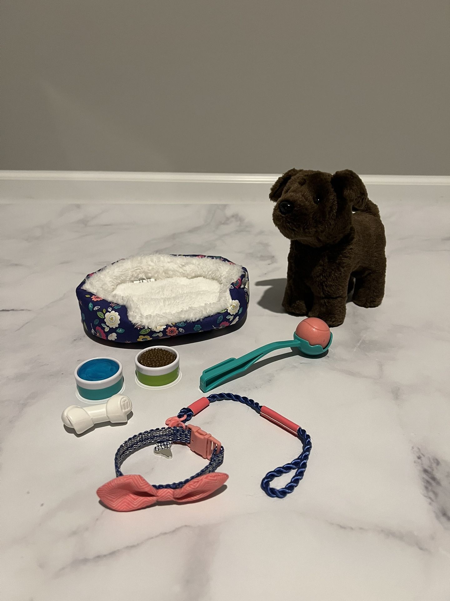 American Girl Chocolate Lab Puppy + Retired Dog Care Essentials Kit - Hard-To-Find