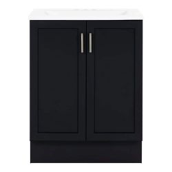 Glacier Bay Fonthill 24 in. Bath Vanity Black White Cultured Marble Top FH24P2-BL – New in Box