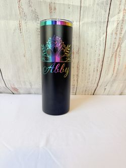 Personalized Engraved Tumblers | Custom Name Cups | Laser Engraved Gift | 20 oz Skinny Tumbler