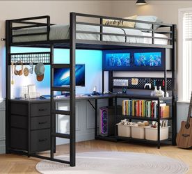 Bed for boy with desk cama
