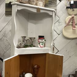 Vintage Painted Corner Shelf Cabinet 