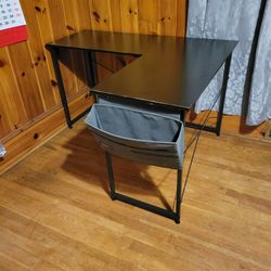 L shape black desk