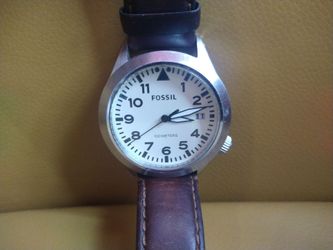 Men's Fossil Pilot's Watch AM4514  Stainless 44mm brown leather band