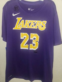 Nike Mens L T-Shirt Lot Lakers LeBron James #23 NWT Dri-FIT & Navy Smiley Tee