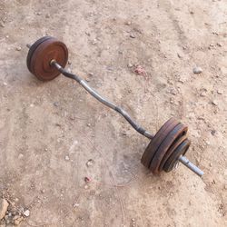 Curl Bar With 100 Lbs Weights