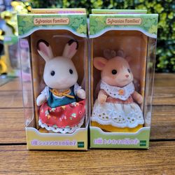 Sylvanian Families Secret Forest Chocolate Rabbit Girl and Reindeer Girl Set
