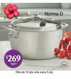 Olla de 15 qts vida sana 5 ply nueva en su caja 🌺 princess house 🌺