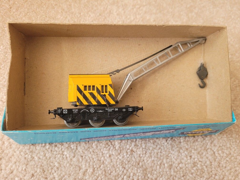 HO Scale Train German Made Yellow Crane Car
