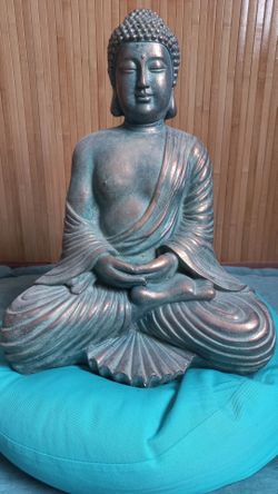 Buddha Meditating Statue, Copper Patina, 16” H, 6.16 lb