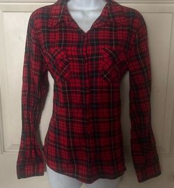 Forever 21 Women's Red Plaid Flannel Like Size large