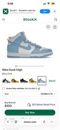 Blue chill Nike dunk high sz 10 men