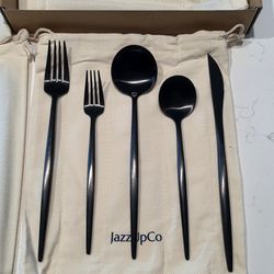 New Minimalist Matte Black Flatware 20pcs by Jazzupco service for 4