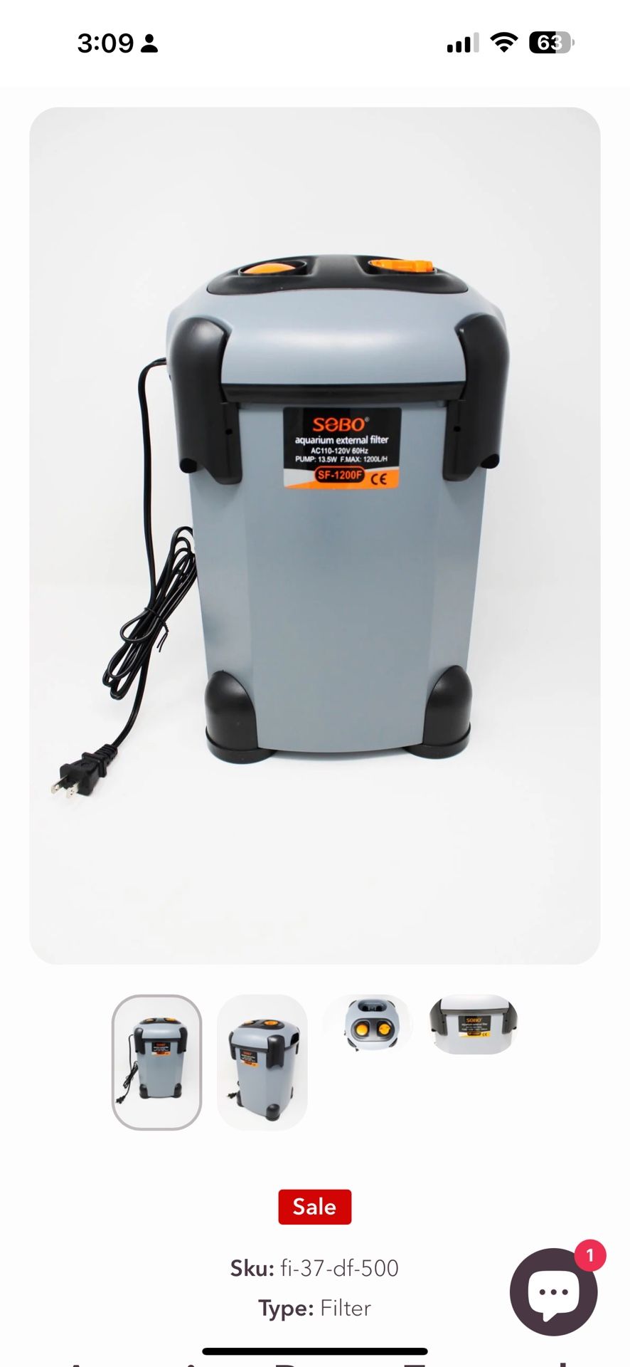Aquarium Pump External Filter SP-650F-UV, watt 8W F.Max 650L/H