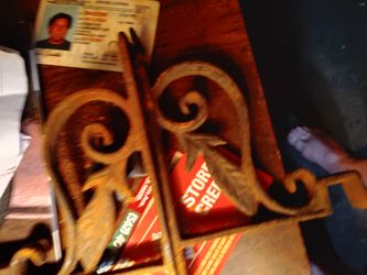 Vintage wrought iron cup holders and. Shelf