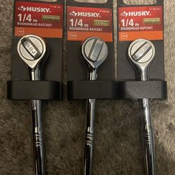 Husky 1/4in Roundhead Ratchet 3-Piece Set