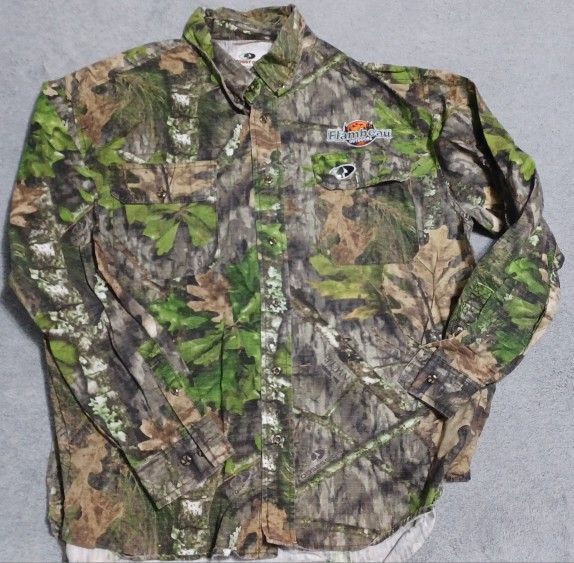 Men's Size Large Mossy Oak Coat Jacket Camo Full Button Hunting