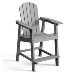 25" Tall Adirondack Chair, Poly Bar Height Balcony Chairs, Weather Resistant Outdoor Barstool Lifeguard Chair for Deck Pool Patio and Porch, G