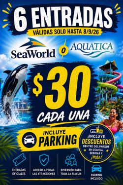 Seaworld o aquatica valida 8/9/26