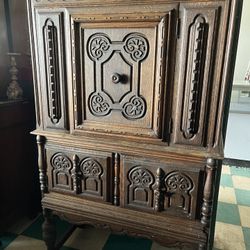 antique  Tall side cabinet/hutch