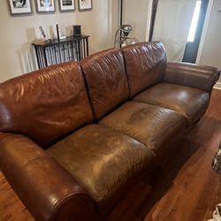 Leather Couch, Chair, and Table OBO