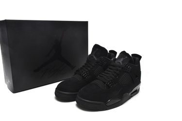 Size 10 Nike Air Jordan 4 Retro Black Cat Suede Men’s Basketball Shoes 