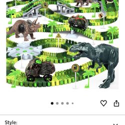 🆕 In 📦 Dinosaur Toys for Kids,144 PCS Glow in The Dark Flexible Train Track Playset,2️⃣Dinosaur Car.Best Gift ideas