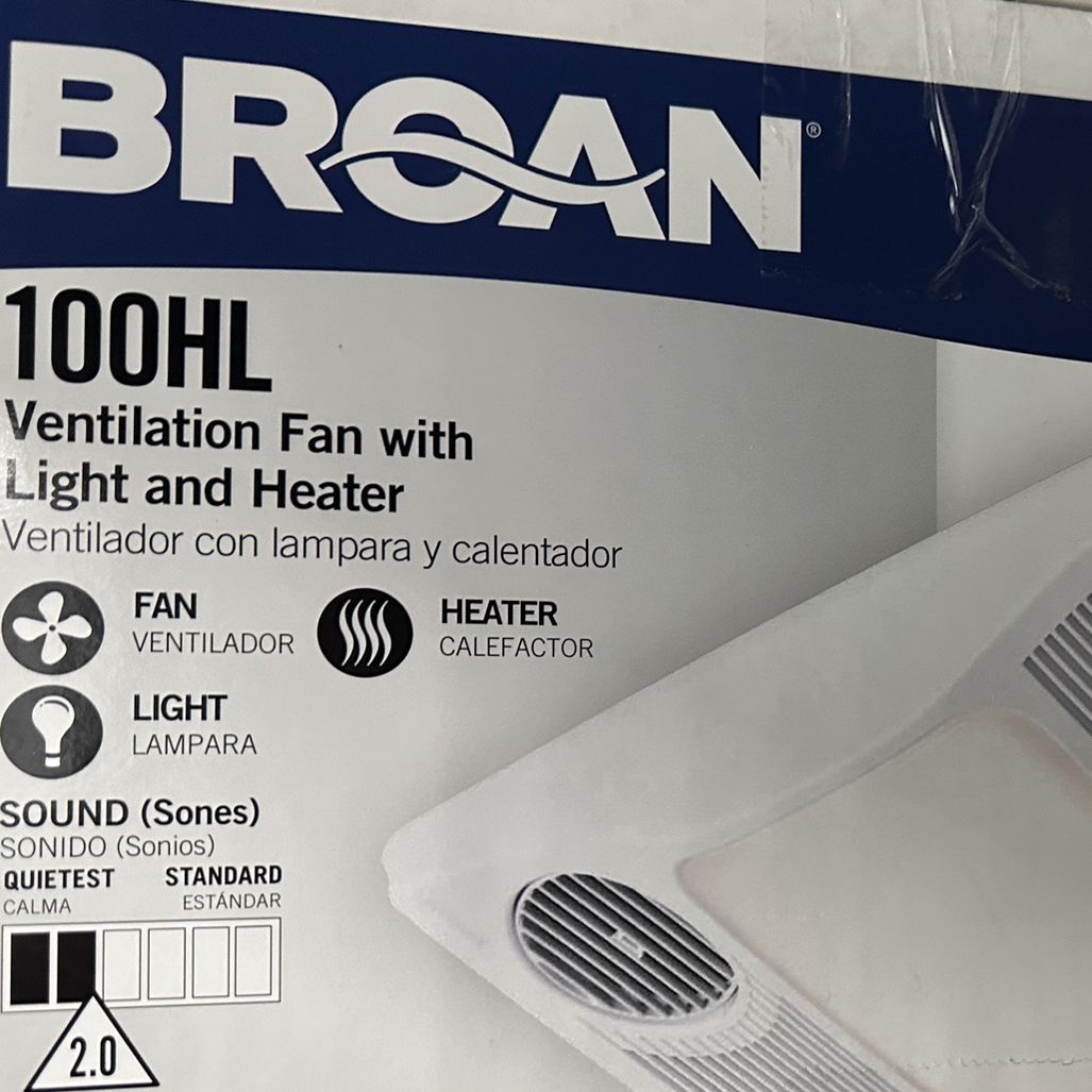 Broan 100hl Ventilation Fan With Light And Heater