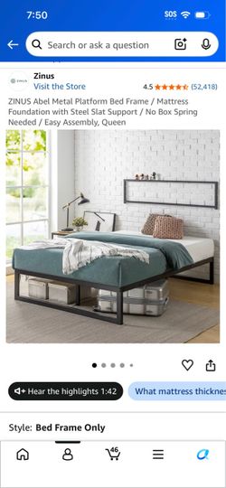 Zinus Abel Metal Platform Bed Frame Queen