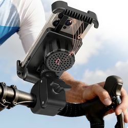 Bluetooth Bike Speaker with Phone Holder, for iPhone 16 15 14 13 12 Pro Max Plus,4.7 to 6.8" Phones