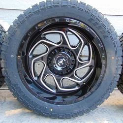 20X10 Black & Machined Rims & 285 50 20 Kenda Klever A/T Tires *6 lug* *FORD* CHEVY* *DODGE*