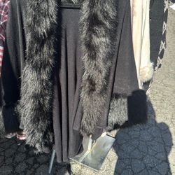 Full length wrap/ poncho with artificial fur