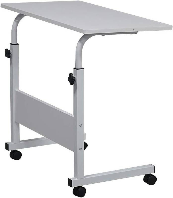 Adjustable Height Standing Desk On Wheels, White, 15.75"D x 31.5"W x 27.16"H