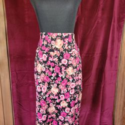 Lularoe Cassie Pencil Skirt Size Lg Pink Floral