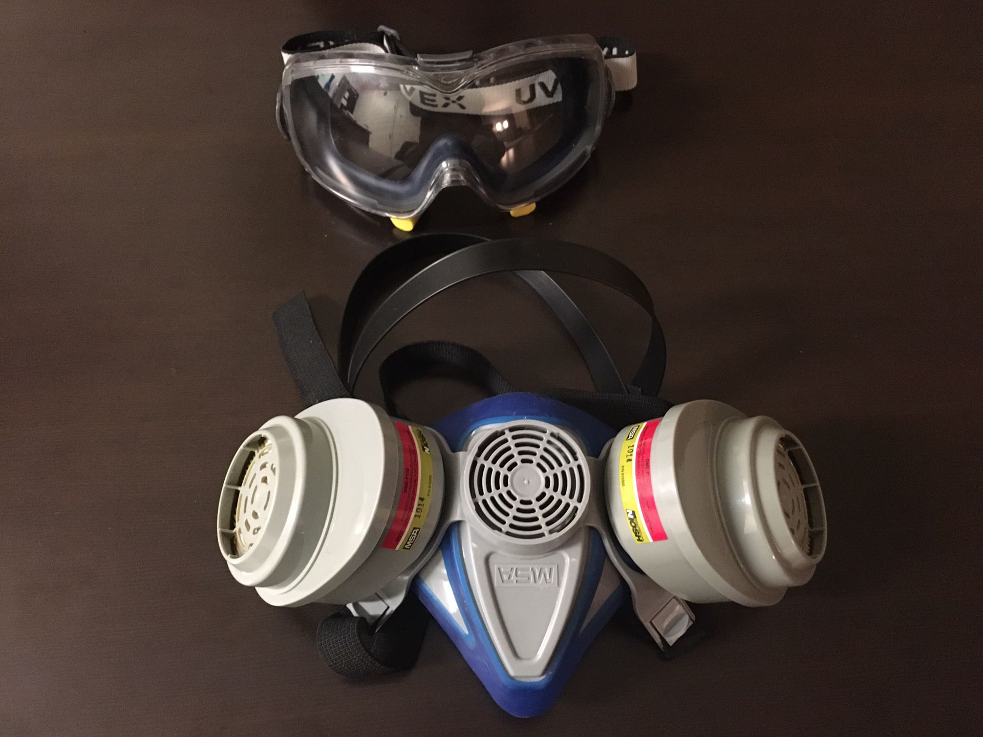 Uvex Safety Goggles and MSA Respirator