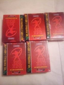 Vintage 1995 Don Russ red zone football starter cards game 400 cards and play books & instruction booklets new sealed never opened located in palm spr
