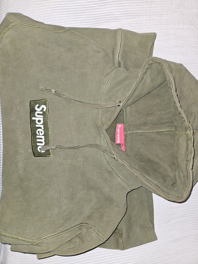 Supreme Box Logo Hoodie Olive Size Large