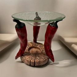 Red Chile Pepper Fruit Vegetable Figurine Candle Votive Jalapeno hot holder vtg