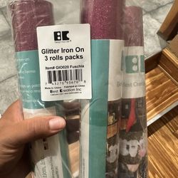 Fuschia Glitter iron On rolls Cricut 