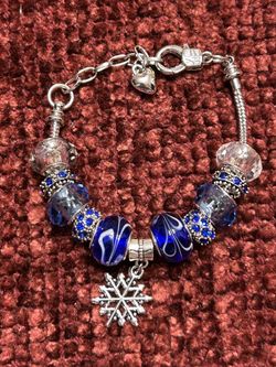 Blue Snowflake Charm Bracelet
