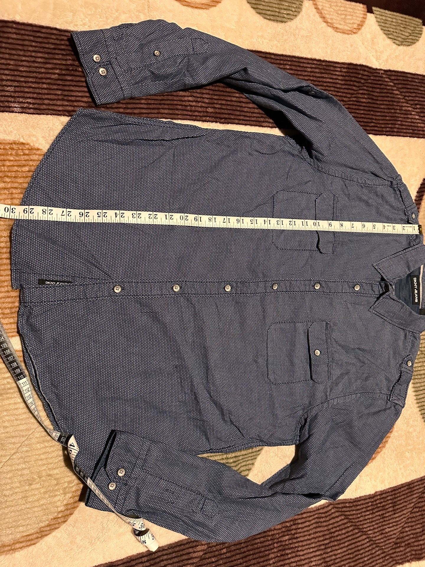 DKNY Jeans blue color button up shirt size large