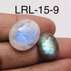 Labradorite & Rainbow Oval Shape-2Pc-Lot-LRL-15-9