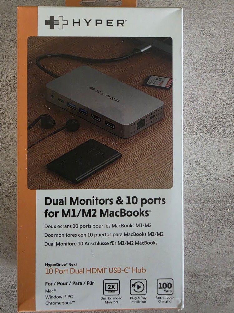 Hyper Dual Monitors & 10 Ports For M1/M2 MacBooks NEW