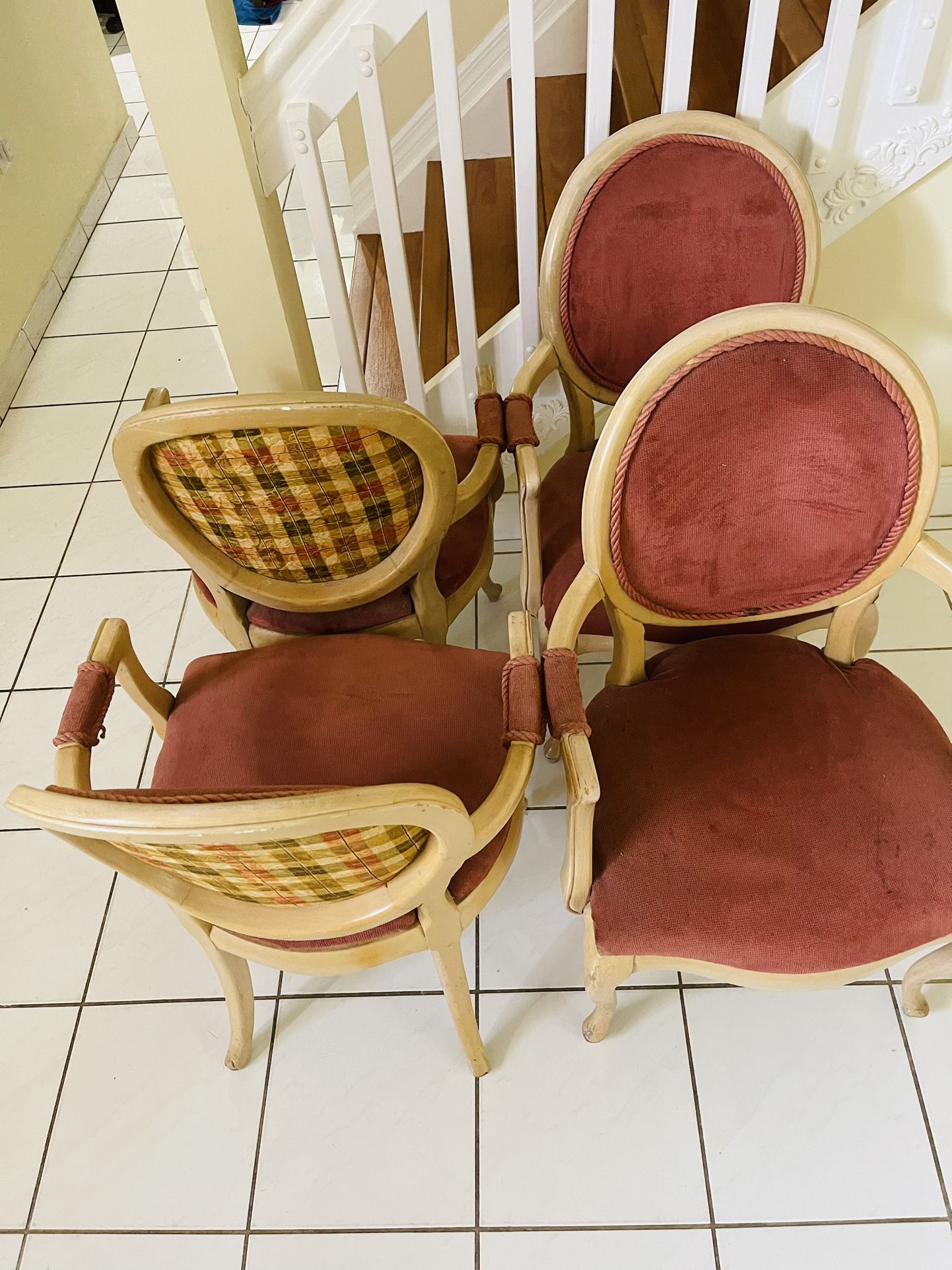 4 Antique Wash Wood chairs