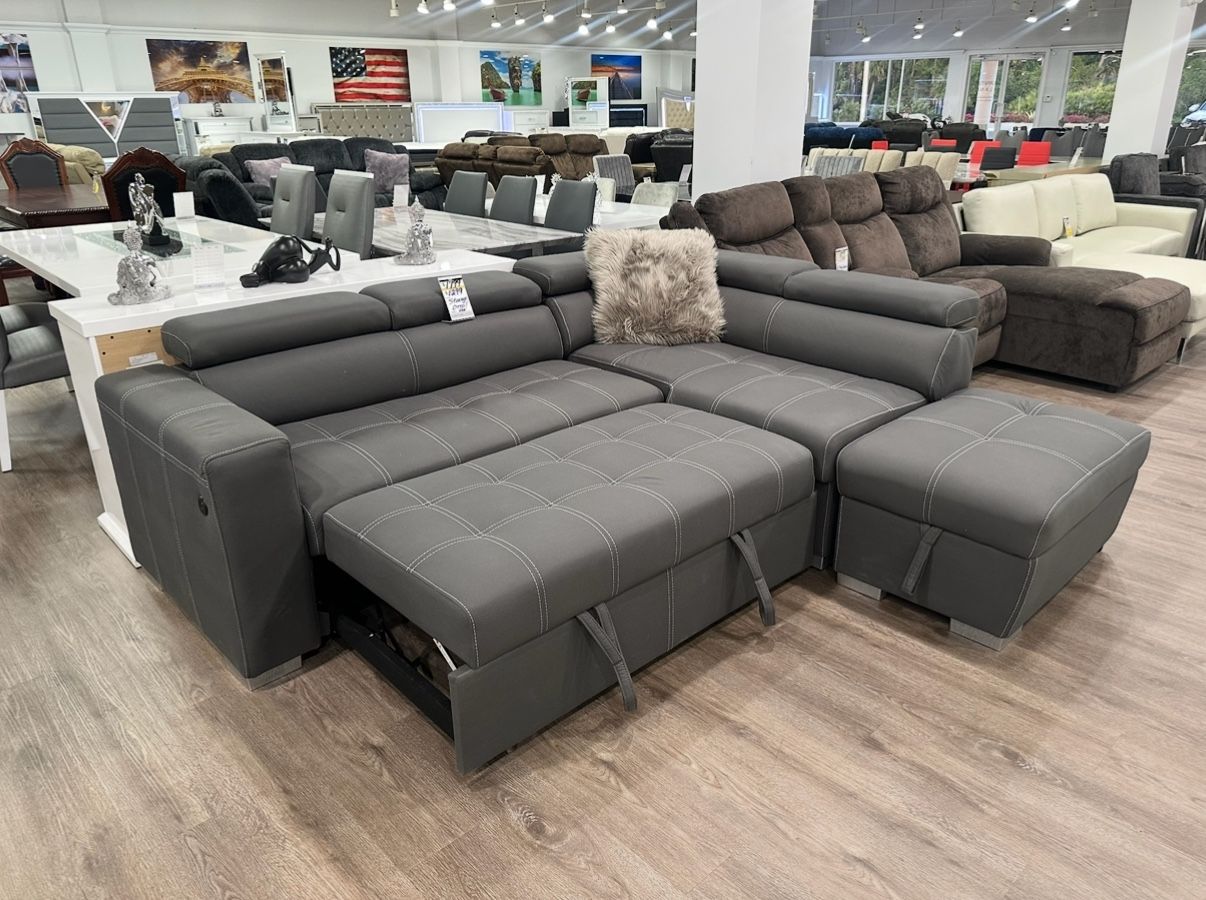 Pull Out Sleeper Sectional With Storage Ottoman And USB Charging 40% OFF HUGE SALE !!!!!!